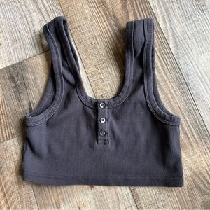 Abrand Dark Gray Ribbed Crop Top